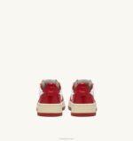 女性 F40RH176 Autry レザー ホワイトとレッドのツートン メダリスト ロー スニーカー - 画像 (3)