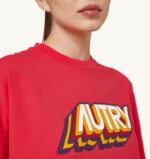 女性 F40RH282 Autry エアロビクス ロゴ Tシャツ レッド - 画像 (3)
