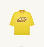 女性 F40RH287 Autry エアロビクス ロゴ Tシャツ イエロー - 画像 (4)