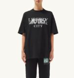 女性 F40RH300 Autry リバティ プリント クルーネック Tシャツ ブラック