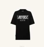 女性 F40RH300 Autry リバティ プリント クルーネック Tシャツ ブラック - 画像 (5)