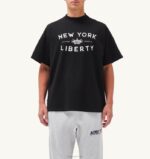 男性 F40RH115 Autry リバティ プリント クルーネック Tシャツ ブラック