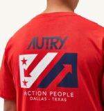 男性 F40RH118 Autry アイコニックなクルーネックTシャツ レッド - 画像 (4)
