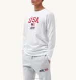 男性 F40RH119 Autry アイコニック ロゴ ロングスリーブ クルーネック Tシャツ ホワイト - 画像 (2)