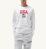 男性 F40RH119 Autry アイコニック ロゴ ロングスリーブ クルーネック Tシャツ ホワイト