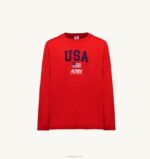 男性 F40RH120 Autry アイコニック ロゴ ロングスリーブ クルーネック Tシャツ レッド - 画像 (5)
