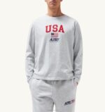 男性 F40RH121 Autry アイコニックロゴロングスリーブクルーネックTシャツ メランジグレー