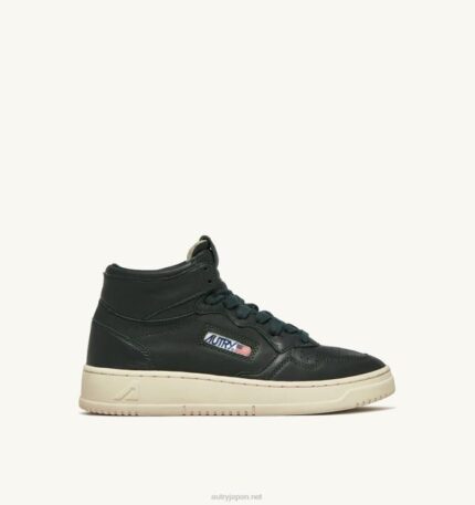 男性 F40RH46 Autry ソフト ゴートスキン グリーンのメダリスト ミッド スニーカー